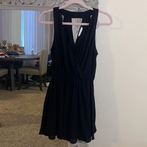 Black float v neck dress